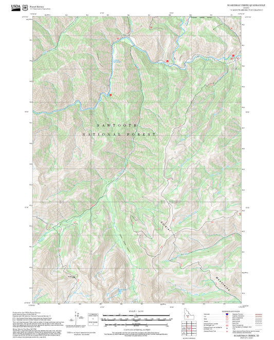 2025 Forest Service Topo Map of Boardman Creek Idaho