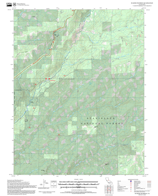 2025 Forest Service Topo Map of Boards Crossing California
