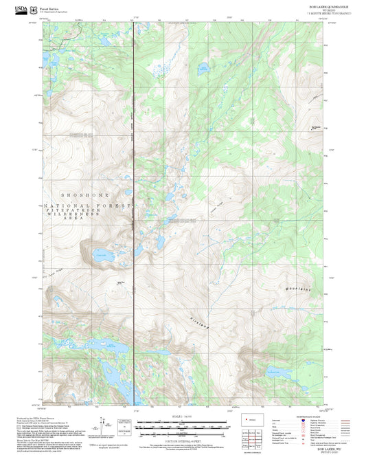 2025 Forest Service Topo Map of Bob Lakes Wyoming