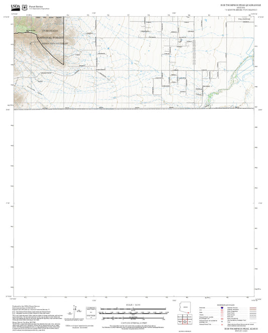 2025 Forest Service Topo Map of Bob Thompson Peak Arizona