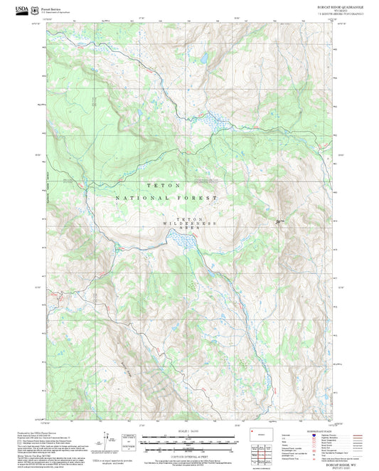 2025 Forest Service Topo Map of Bobcat Ridge Wyoming