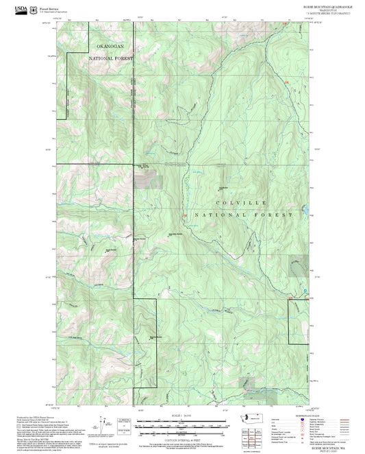2025 Forest Service Topo Map of Bodie Mountain Washington