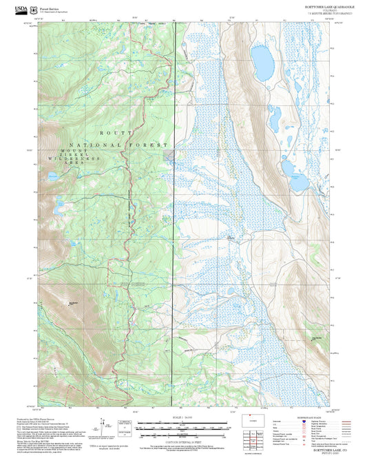 2025 Forest Service Topo Map of Boettcher Lake Colorado