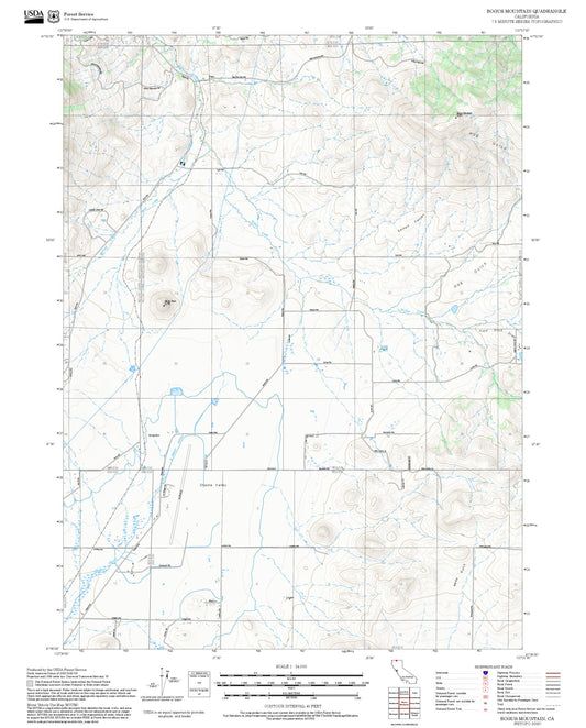 2025 Forest Service Topo Map of Bogus Mountain California