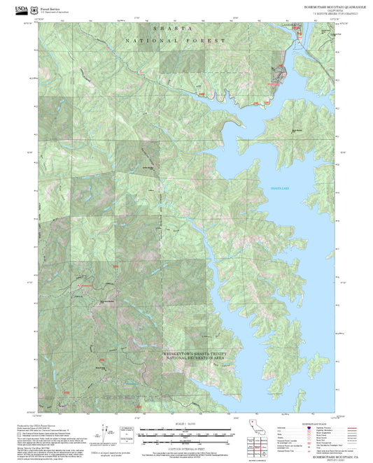 2025 Forest Service Topo Map of Bohemotash Mountain California