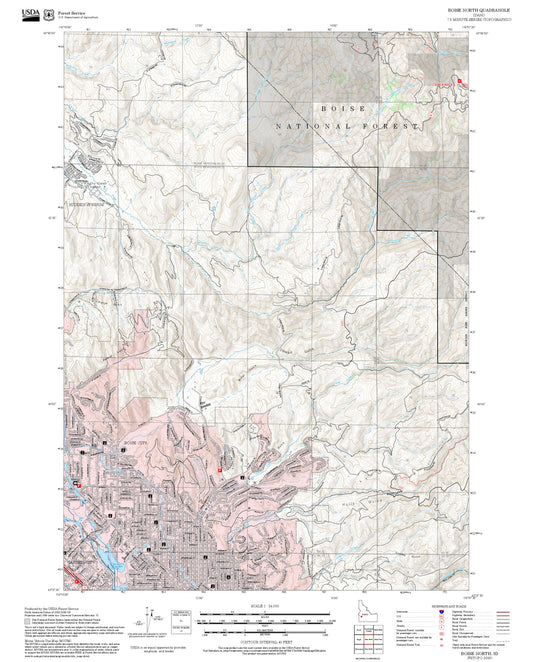2025 Forest Service Topo Map of Boise North Idaho