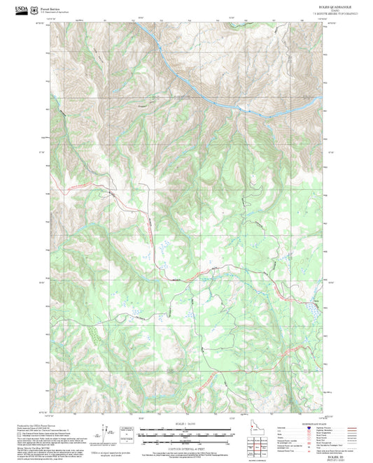 2025 Forest Service Topo Map of Boles Idaho