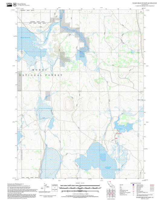 2025 Forest Service Topo Map of Boles Meadow East California