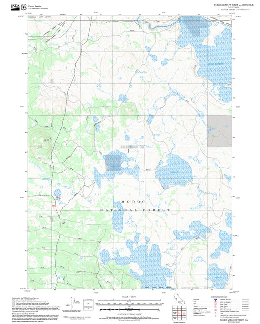 2025 Forest Service Topo Map of Boles Meadow West California