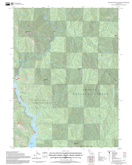 2025 Forest Service Topo Map of Bollibokka Mountain California