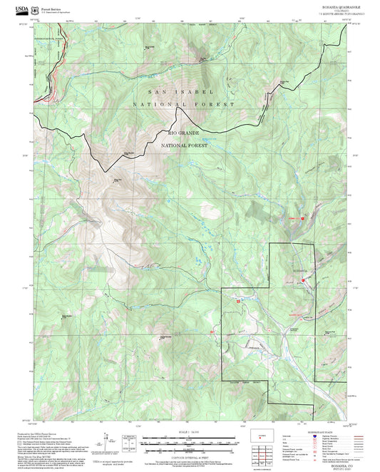 2025 Forest Service Topo Map of Bonanza Colorado