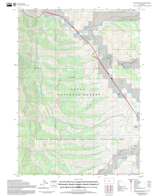 2025 Forest Service Topo Map of Bondurant Wyoming