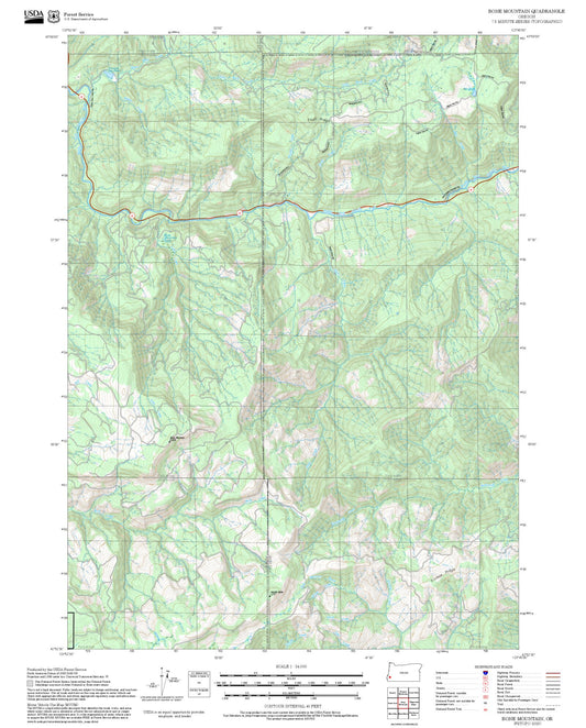 2025 Forest Service Topo Map of Bone Mountain Oregon