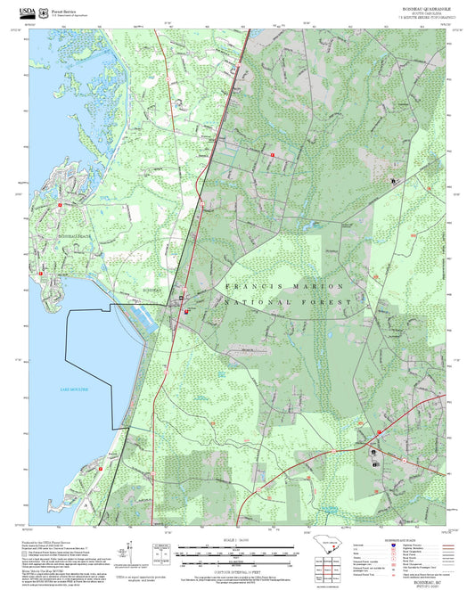 2025 Forest Service Topo Map of Bonneau South Carolina