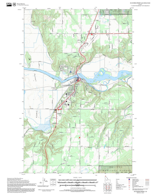 2025 Forest Service Topo Map of Bonners Ferry Idaho