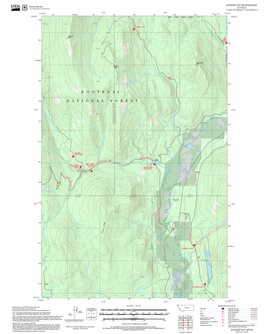 2025 Forest Service Topo Map of Bonnet Top Montana