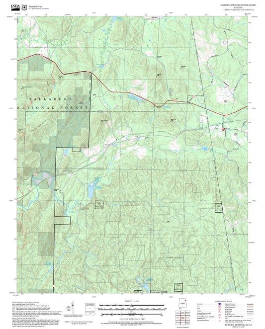 2025 Forest Service Topo Map of Borden Springs Alabama