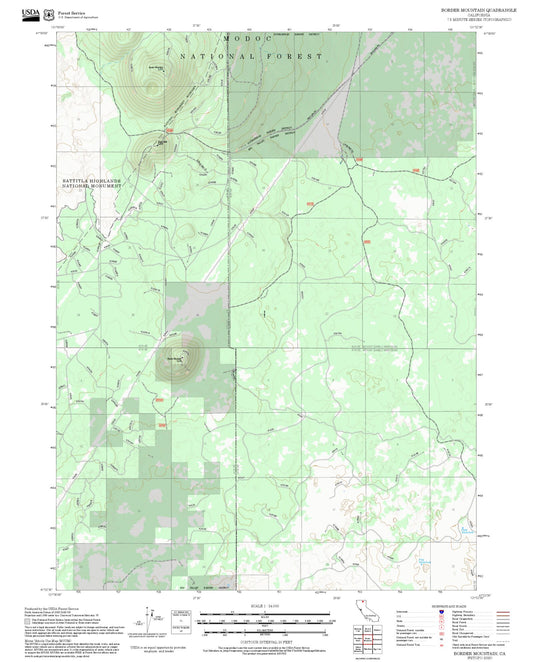 2025 Forest Service Topo Map of Border Mountain California