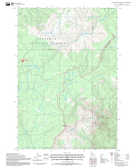 2025 Forest Service Topo Map of Boston Mountain Idaho