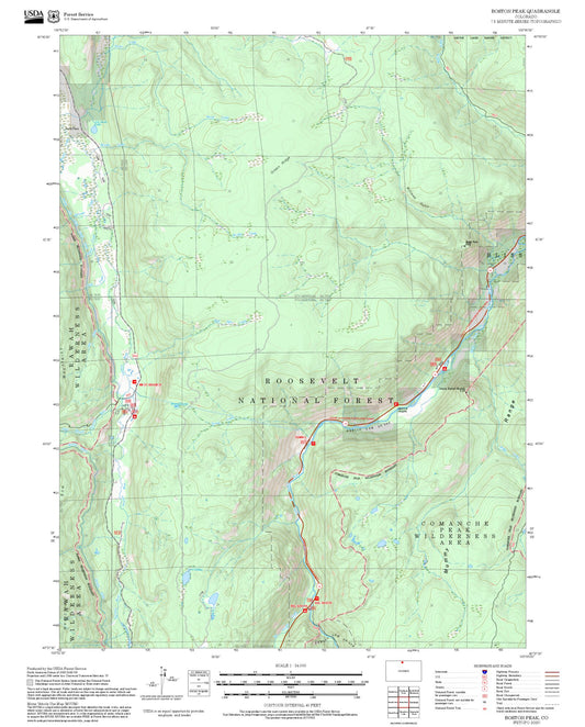 2025 Forest Service Topo Map of Boston Peak Colorado
