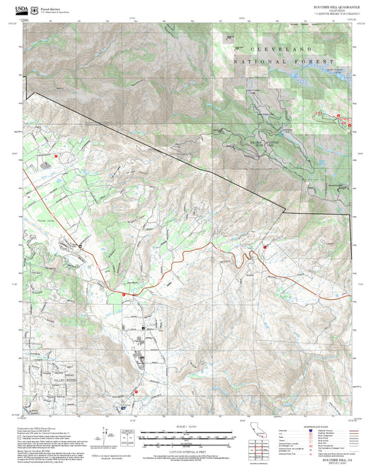 2025 Forest Service Topo Map of Boucher Hill California