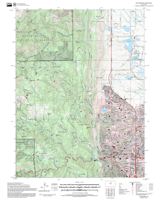 2025 Forest Service Topo Map of Boulder Colorado