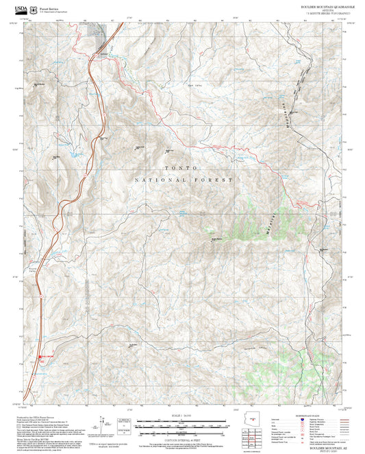 2025 Forest Service Topo Map of Boulder Mountain Arizona