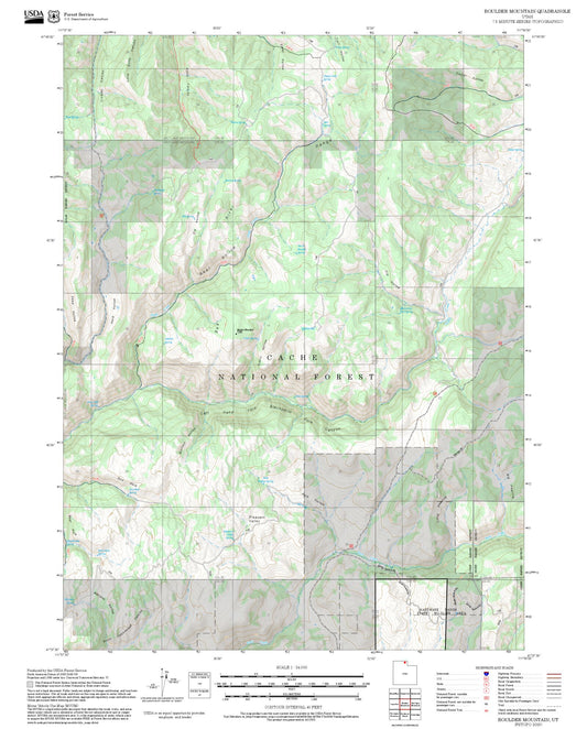 2025 Forest Service Topo Map of Boulder Mountain Utah