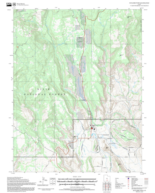 2025 Forest Service Topo Map of Boulder Town Utah