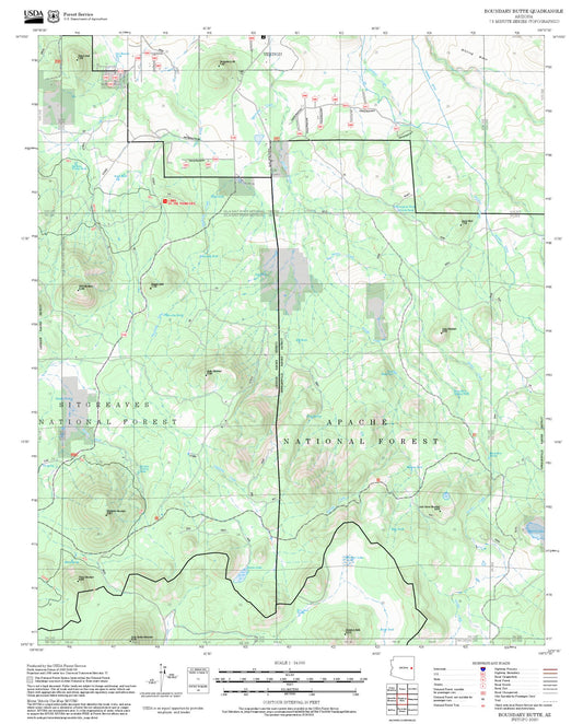 2025 Forest Service Topo Map of Boundary Butte Arizona