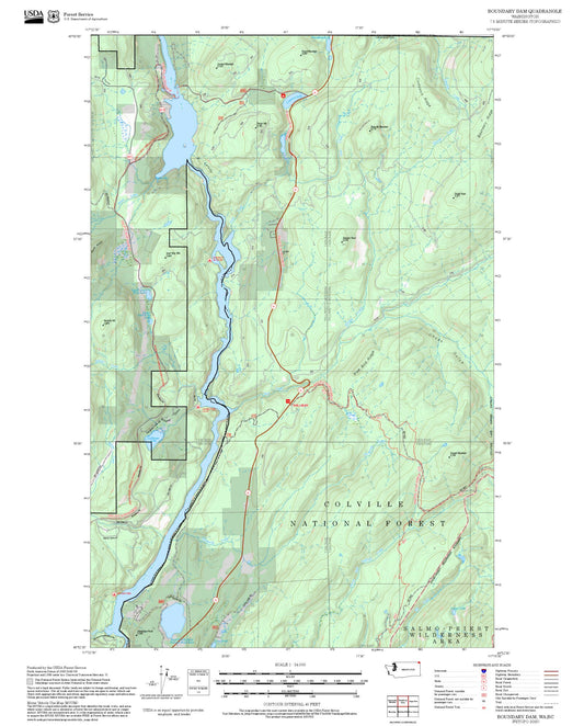 2025 Forest Service Topo Map of Boundary Dam Washington