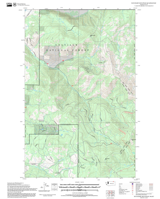 2025 Forest Service Topo Map of Boundary Mountain Washington