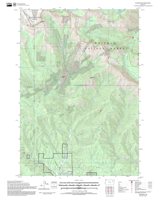 2025 Forest Service Topo Map of Bourne Oregon