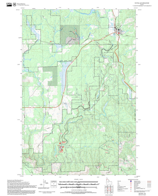 2025 Forest Service Topo Map of Bovill Idaho