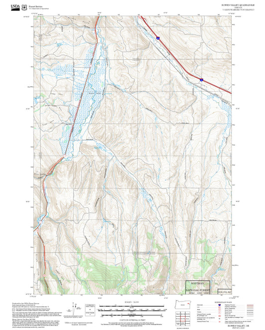 2025 Forest Service Topo Map of Bowen Valley Oregon