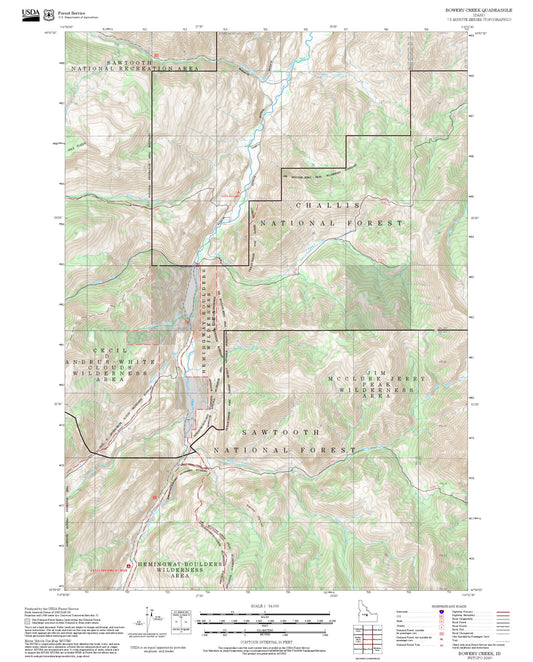 2025 Forest Service Topo Map of Bowery Creek Idaho