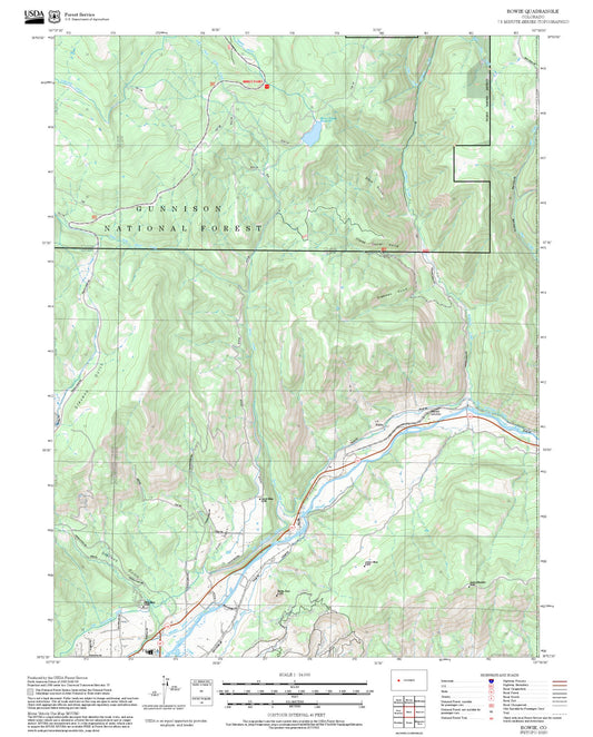 2025 Forest Service Topo Map of Bowie Colorado