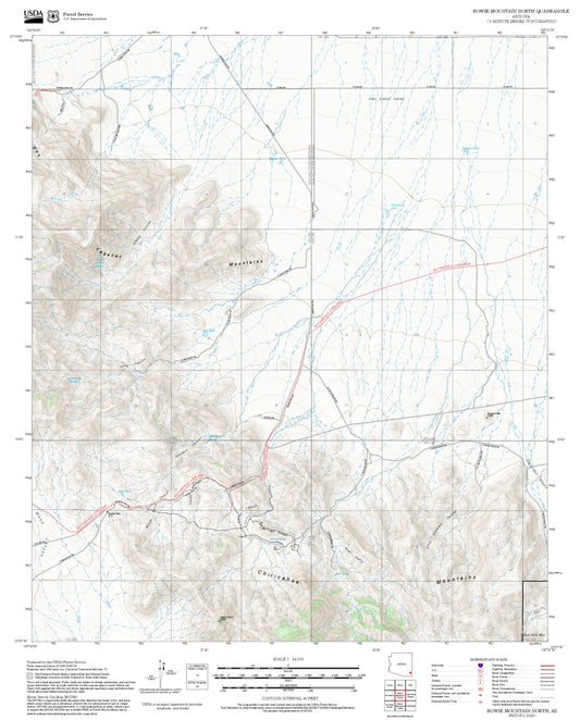 2025 Forest Service Topo Map of Bowie Mountain North Arizona