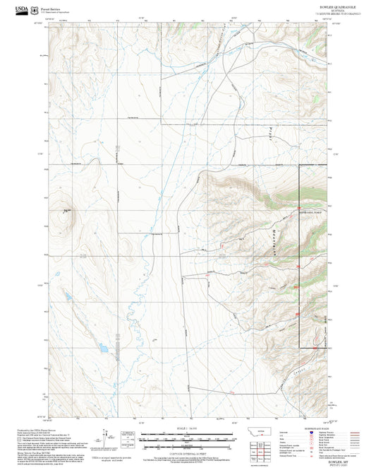 2025 Forest Service Topo Map of Bowler Montana
