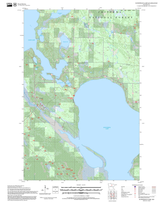 2025 Forest Service Topo Map of Bowstring Lake Minnesota