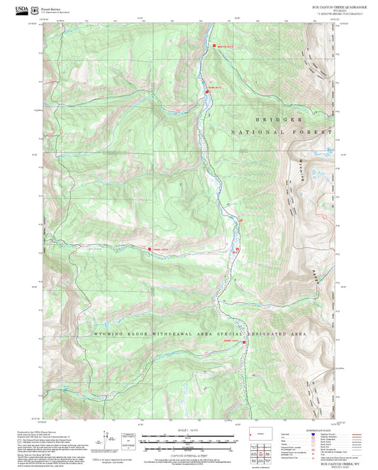 2025 Forest Service Topo Map of Box Canyon Creek Wyoming