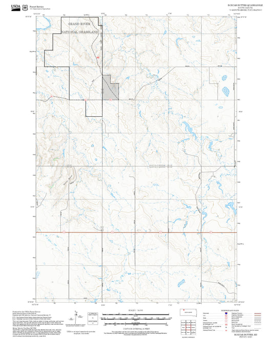 2025 Forest Service Topo Map of Boxcar Buttes South Dakota