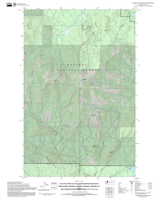 2025 Forest Service Topo Map of Boyer Mountain Washington