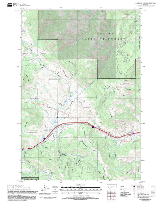 2025 Forest Service Topo Map of Bozeman Pass Montana