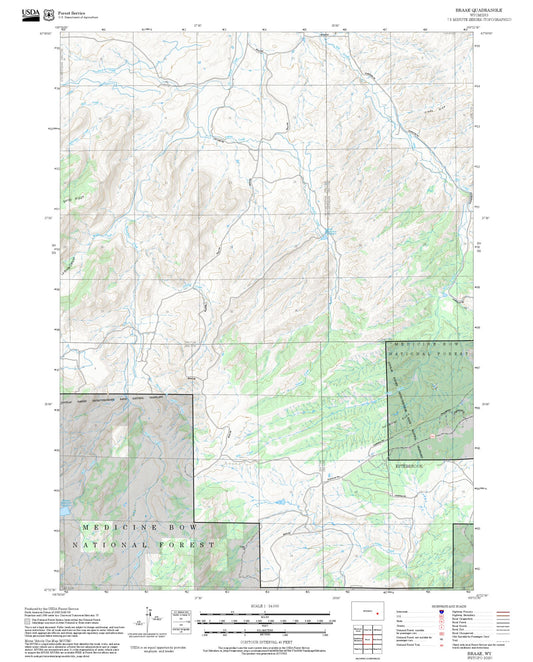 2025 Forest Service Topo Map of Braae Wyoming