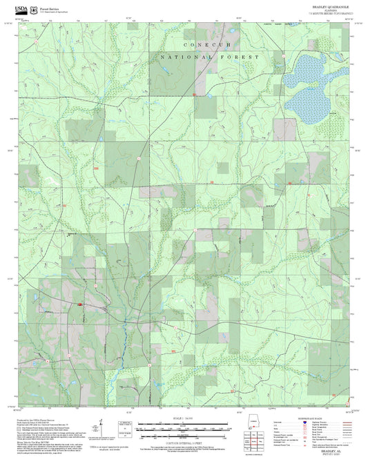 2025 Forest Service Topo Map of Bradley Alabama