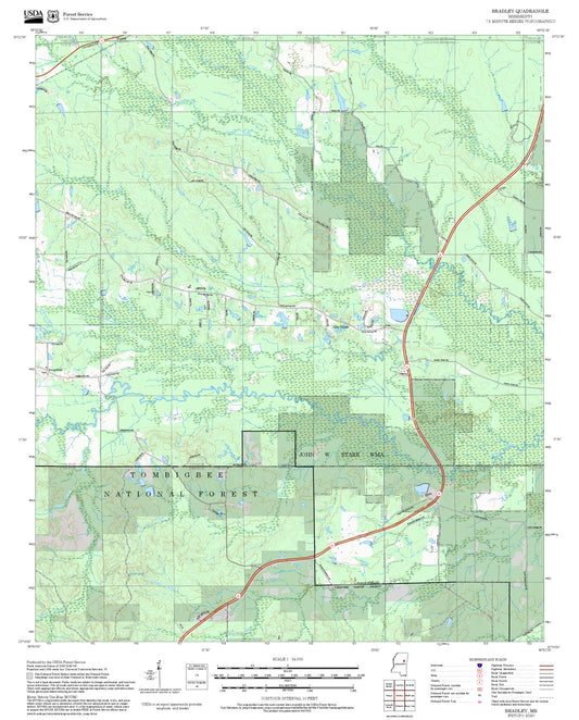 2025 Forest Service Topo Map of Bradley Mississippi