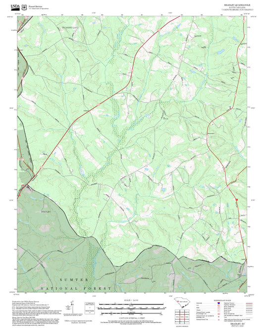 2025 Forest Service Topo Map of Bradley South Carolina