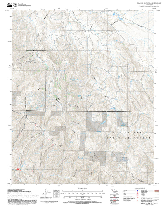 2025 Forest Service Topo Map of Branch Mountain California