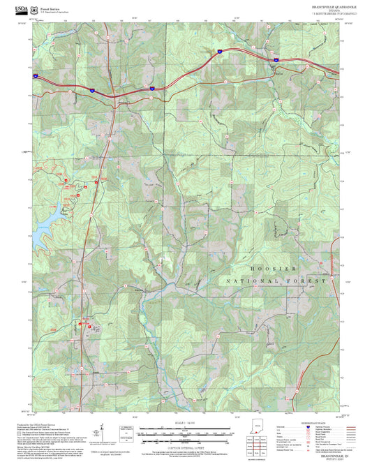 2025 Forest Service Topo Map of Branchville Indiana